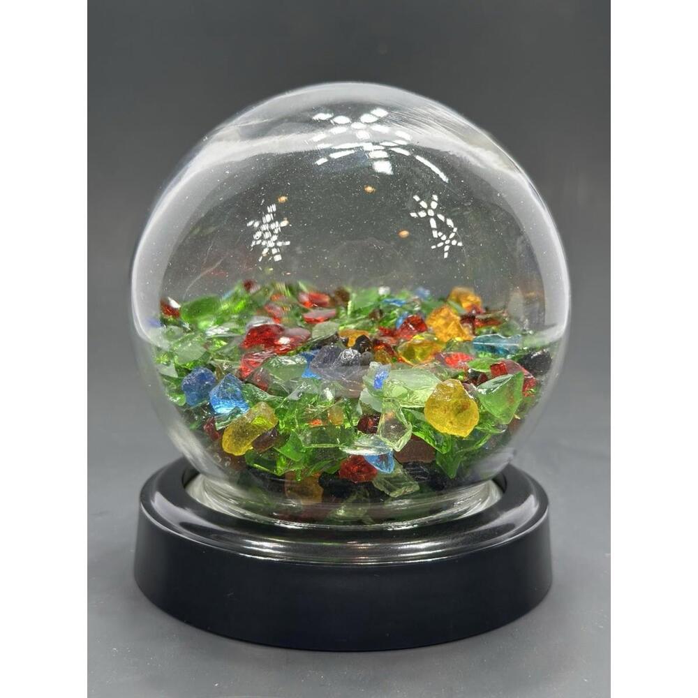 Vintage Bowl O Beauty Co. Maywood Ill Glass Globe Jar Orb Lid Plastic Base